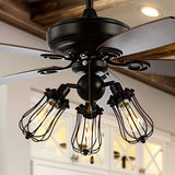 Lucas 52" Caged Metal/Wood LED Ceiling Fan - JONATHAN Y