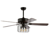 Asher 52" Industrial Metal/Wood LED Ceiling Fan With Remote - JONATHAN Y