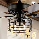 Asher 52" Industrial Metal/Wood LED Ceiling Fan With Remote - JONATHAN Y