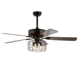 Asher 52" Industrial Metal/Wood LED Ceiling Fan With Remote - JONATHAN Y