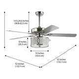 Circe 52" Transitional Glam Drum Shade LED Ceiling Fan With Remote Chrome / 3 Sockets – DIM