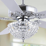 Mandy 52" Glam Classic Crystal Dome Shade LED Ceiling Fan With Remote - JONATHAN Y