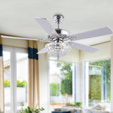 Mandy 52" Glam Classic Crystal Dome Shade LED Ceiling Fan With Remote - JONATHAN Y
