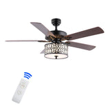 Paolo 52" Farmhouse Industrial Iron Scroll Drum Shade LED Ceiling Fan With Remote - JONATHAN Y