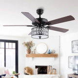 Paolo 52" Farmhouse Industrial Iron Scroll Drum Shade LED Ceiling Fan With Remote - JONATHAN Y