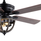 Jasper 52" Farmhouse Industrial Iron Dome Shade LED Ceiling Fan With Remote - JONATHAN Y