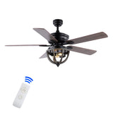 Jasper 52" Farmhouse Industrial Iron Dome Shade LED Ceiling Fan With Remote - JONATHAN Y