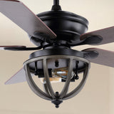 Jasper 52" Farmhouse Industrial Iron Dome Shade LED Ceiling Fan With Remote - JONATHAN Y