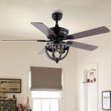 Jasper 52" Farmhouse Industrial Iron Dome Shade LED Ceiling Fan With Remote - JONATHAN Y