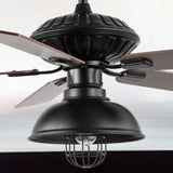 Ashton 52" Farmhouse Industrial Iron Dome Shade LED Ceiling Fan With Remote - JONATHAN Y