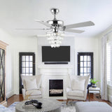 Mindy 52" Glam Modern Crystal Shade LED Ceiling Fan With Remote - JONATHAN Y