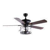 Braxton 52" Farmhouse Industrial Iron Drum Shade LED Ceiling Fan With Remote - JONATHAN Y