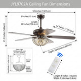 Joanna 52" Bronze Crystal LED Ceiling Fan With Remote Oil Rubbed Bronze / 3 Sockets – DIM
