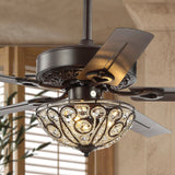 Ali 48" Wrought Iron LED Ceiling Fan With Remote - JONATHAN Y