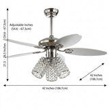 Kris 42" Crystal LED Ceiling Fan With Remote Chrome / 3 Sockets – DIM