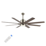 Octo 66" Contemporary Industrial Iron/Plastic Mobile-App/Remote-Controlled 6-Speed Ceiling Fan with Integrated LED Light - JONATHAN Y