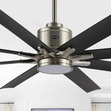 Octo 66" Contemporary Industrial Iron/Plastic Mobile-App/Remote-Controlled 6-Speed Ceiling Fan with Integrated LED Light - JONATHAN Y