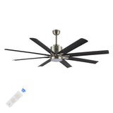 Octo 66" Contemporary Industrial Iron/Plastic Mobile-App/Remote-Controlled 6-Speed Ceiling Fan with Integrated LED Light - JONATHAN Y