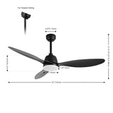 Audie 52" Classic Industrial Iron/Plastic Mobile-App/Remote-Controlled 6-Speed Propeller Integrated LED Ceiling Fan - JONATHAN Y