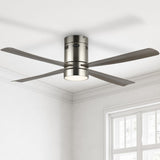 Theo 52" Contemporary Minimalist Iron/Acrylic Mobile-App/Remote-Controlled 6-Speed Integrated LED Ceiling Fan - JONATHAN Y