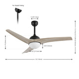 Sully 52" Contemporary Industrial Iron/Plastic Mobile-App/Remote-Controlled 6-Speed Propeller Integrated LED Ceiling Fan - JONATHAN Y