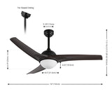 Sully 52" Contemporary Industrial Iron/Plastic Mobile-App/Remote-Controlled 6-Speed Propeller Integrated LED Ceiling Fan