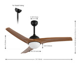 Sully 52" Contemporary Industrial Iron/Plastic Mobile-App/Remote-Controlled 6-Speed Propeller Integrated LED Ceiling Fan