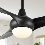 Aviator 52" Coastal Vintage Iron/Plastic Mobile-App/Remote-Controlled 6-Speed Retro Swirl Integrated LED Ceiling Fan - JONATHAN Y