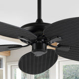 Raffles 52" Bohemian Industrial Iron/Plastic Mobile-App/Remote-Controlled 6-Speed Palm Blade Ceiling Fan