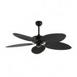 Raffles 52" Bohemian Industrial Iron/Plastic Mobile-App/Remote-Controlled 6-Speed Palm Blade Ceiling Fan Black – OFF