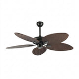Raffles 52" Bohemian Industrial Iron/Plastic Mobile-App/Remote-Controlled 6-Speed Palm Blade Ceiling Fan Neutral Brown Wood Finish – OFF