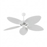 Raffles 52" Bohemian Industrial Iron/Plastic Mobile-App/Remote-Controlled 6-Speed Palm Blade Ceiling Fan White – OFF