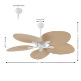 Raffles 52" Bohemian Industrial Iron/Plastic Mobile-App/Remote-Controlled 6-Speed Palm Blade Ceiling Fan