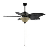 Poinciana 52" Coastal Bohemian Iron/Wood Palm Leaf LED Ceiling Fan with Pull Chain - JONATHAN Y