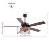 Max 52" Farmhouse Industrial Iron/Wood Mobile-App/Remote-Controlled LED Ceiling Fan - JONATHAN Y