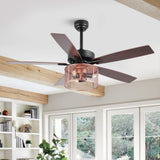 Max 52" Farmhouse Industrial Iron/Wood Mobile-App/Remote-Controlled LED Ceiling Fan - JONATHAN Y