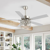 Max 52" Farmhouse Industrial Iron/Wood Mobile-App/Remote-Controlled LED Ceiling Fan - JONATHAN Y