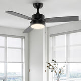 Blair 42" 1-Light Modern Minimalist 3-Speed Iron Height Adjustable Integrated LED Ceiling Fan with Pull Chains - JONATHAN Y