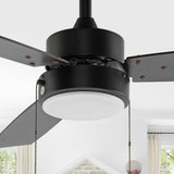 Blair 42" 1-Light Modern Minimalist 3-Speed Iron Height Adjustable Integrated LED Ceiling Fan with Pull Chains - JONATHAN Y