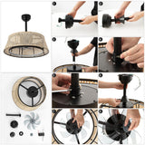 Cressida 23.75" Traditional Bohemian 6-Speed Metal/Bamboo Mobile-App/Remote-Controlled Height-Adjustable Dimmable Caged Integrated LED Ceiling Fan - JONATHAN Y