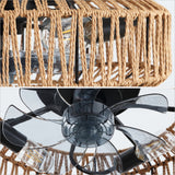 Rowan 19.5" 4-Light Modern Bohemian 6-Speed Metal/Rattan Mobile-App/Remote-Controlled Lantern LED Ceiling Fan - JONATHAN Y