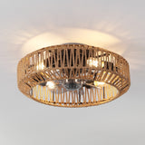 Rowan 19.5" 4-Light Modern Bohemian 6-Speed Metal/Rattan Mobile-App/Remote-Controlled Lantern LED Ceiling Fan - JONATHAN Y