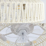 Rowan 19.5" 4-Light Modern Bohemian 6-Speed Metal/Rattan Mobile-App/Remote-Controlled Lantern LED Ceiling Fan - JONATHAN Y