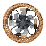 Archer 20.25" 4-Light Coastal Bohemian 6-Speed Metal/Seagrass Mobile-App/Remote-Controlled Lantern LED Ceiling Fan - JONATHAN Y