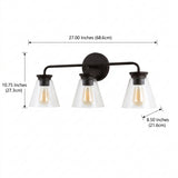 Kondo Modern Farmhouse Iron LED Vanity Oil Rubbed Bronze/Clear / 3 Light – DIM