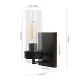 Harper 4.5" Coastal Minimalist Iron/Glass LED Sconce Set 2