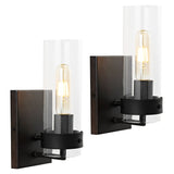 Harper 4.5" Coastal Minimalist Iron/Glass LED Sconce Set 2