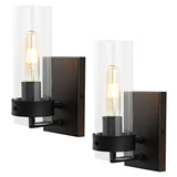 Harper 4.5" Coastal Minimalist Iron/Glass LED Sconce Set 2