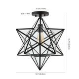 Ava 14.5" Farmhouse Bohemian Iron/Glass LED Semi Flush Mount - JONATHAN Y