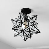 Ava 14.5" Farmhouse Bohemian Iron/Glass LED Semi Flush Mount - JONATHAN Y
